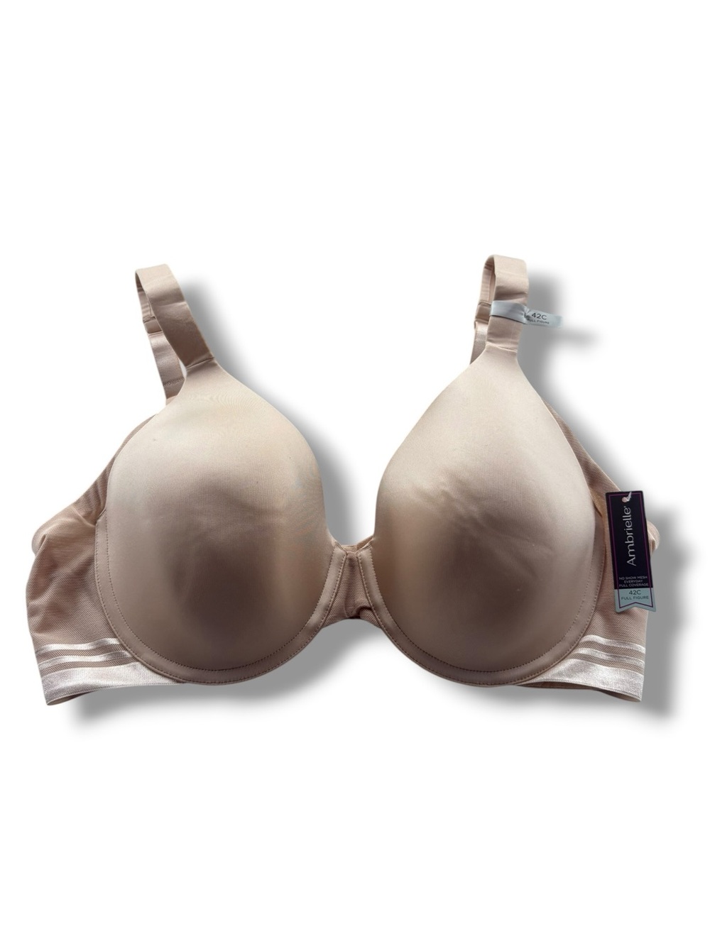 Ambrielle Bra 42C No Show Mesh Everyday Full Coverage Underwire Beige NWT